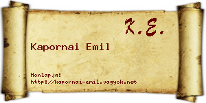 Kapornai Emil névjegykártya