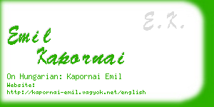 emil kapornai business card